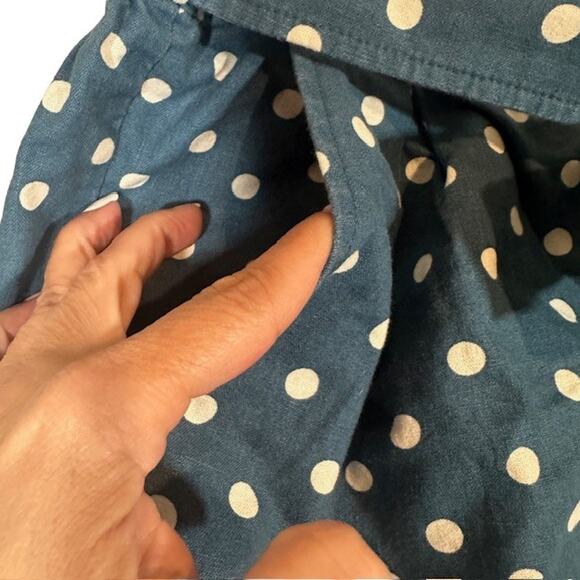 J. Crew Blue & White Polka Dot Linen Blend Belted Dressy Shorts Women Sz 8 - Picture 3 of 10
